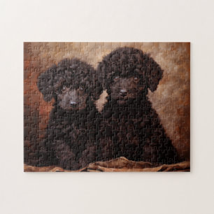 Puzzle Portrait de deux chiots noirs