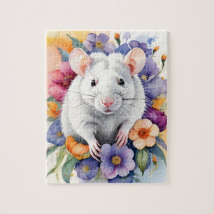 Puzzle Portrait de famille de souris rat blanc