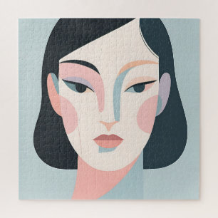 Puzzle Portrait de femme géométrique abstrait minimaliste