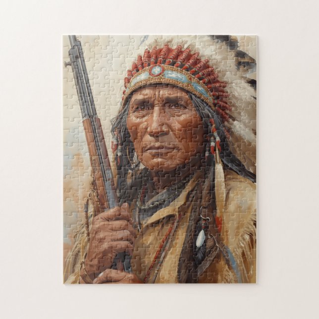 Puzzle Portrait de Geronimo, chef de guerre indien (Vertical)