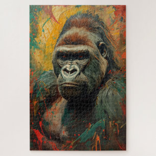 Puzzle Portrait de Gorille Artistique Peinture à l'huile 