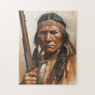 Puzzle Portrait de guerrier chef indien Geronimo