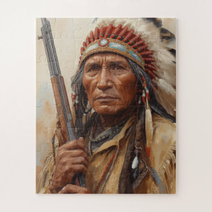 Puzzle Portrait de guerrier chef indien Geronimo