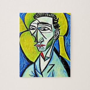 Puzzle Portrait de l'homme Abstrait vibrant Jaune et bleu