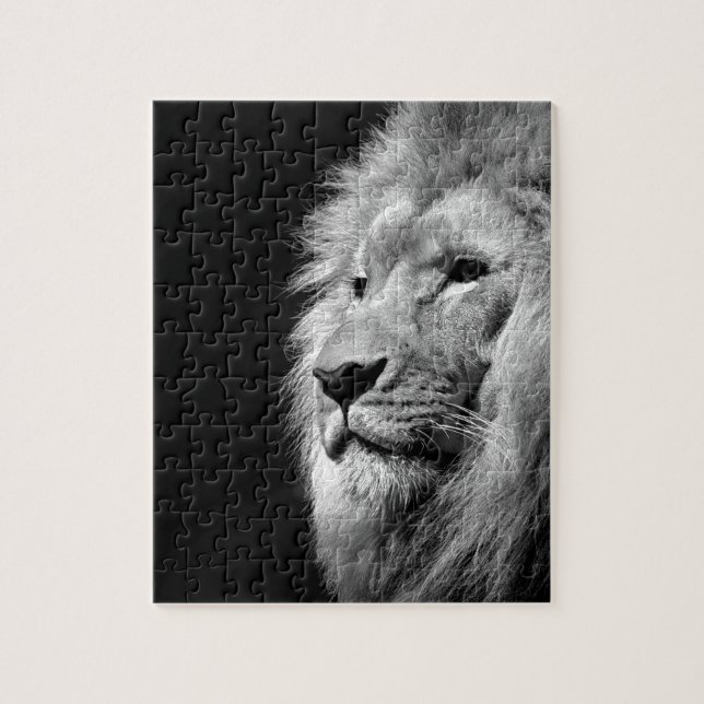 Puzzle Portrait de Lion noir blanc - Photographie d'anima (Vertical)
