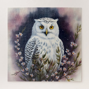 Puzzle Portrait de nuit Floral de la Chouette blanche