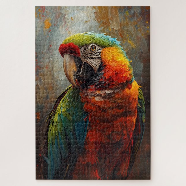 Puzzle Portrait de perroquet artistique - Peinture à l'hu (Vertical)