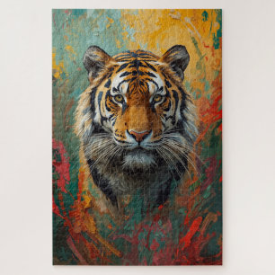 Puzzle Portrait de tigre artistique Peinture à l'huile vi