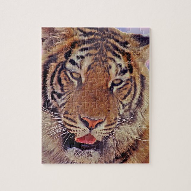 Puzzle Portrait De Tigre Avec Coucher De Soleil (Vertical)