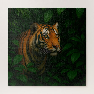 Puzzle Portrait de tigre du Bengale majestueux dans la ju