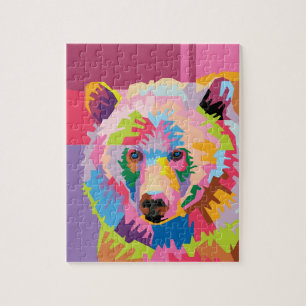 Puzzle Portrait d'ours Pop Art coloré