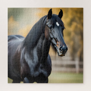 Puzzle Portrait d'un cheval noir