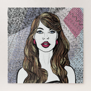 Puzzle Portrait d'une fille aux longs cheveux bruns is al