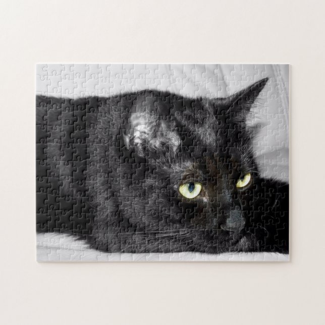 Puzzle Portrait mignon de chat noir (Horizontal)