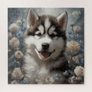 Puzzle Portraits de races de chiens de fleurs 7