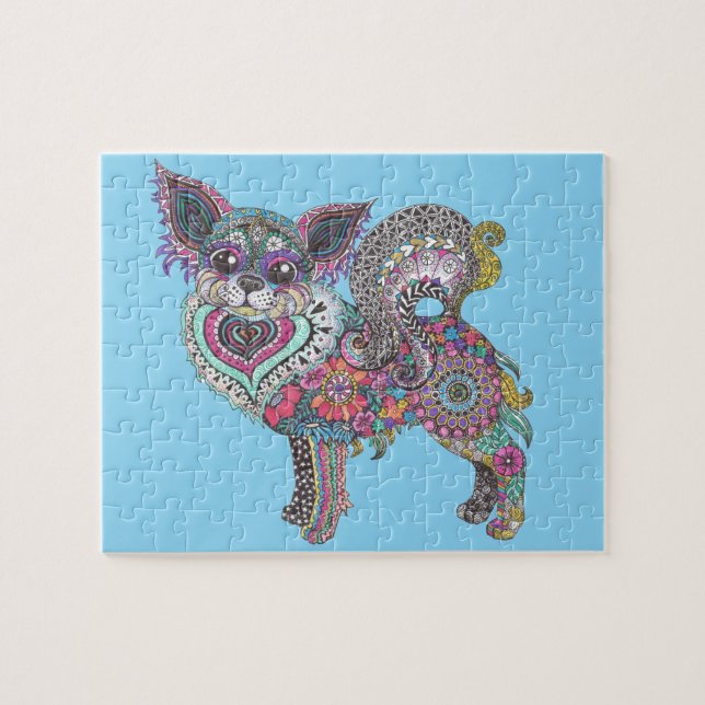 Puzzle Postcard with Chihuahua design (Horizontal)