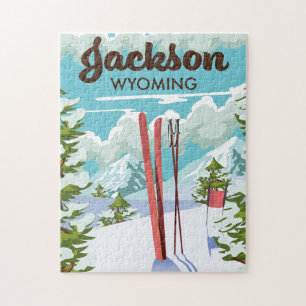 Puzzle poster de ski Jackson Wyoming
