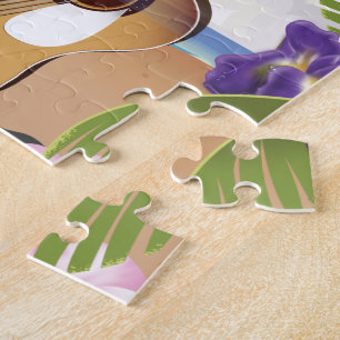 Puzzle Poster de voyage de guitare acoustique Hawaii.