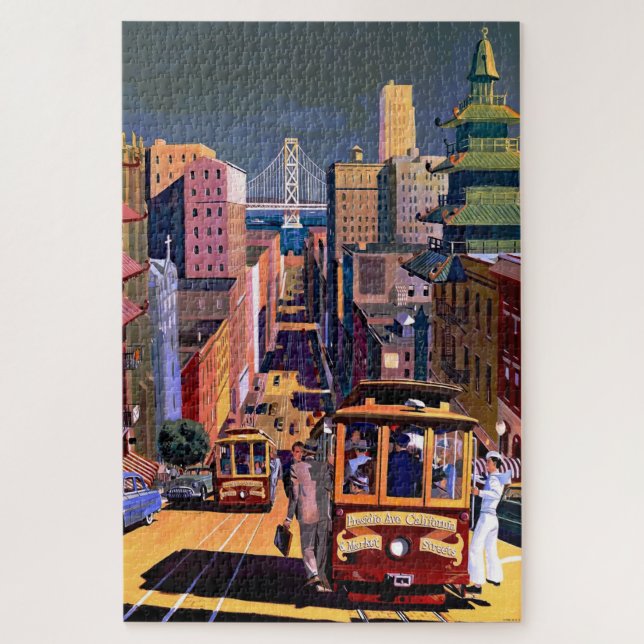 Puzzle Poster de voyage en téléphérique de San Francisco  (Vertical)