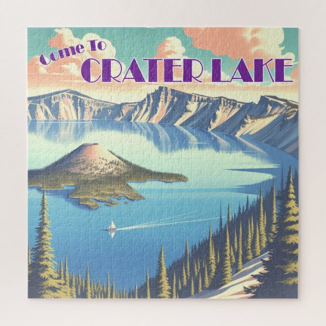 Puzzle Poster vintage du lac Crater (Vertical)