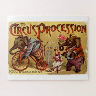 Puzzle Poster vintage Retro Circus Eléphent clown