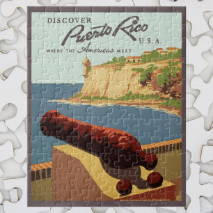 Puzzle Poster Vintage voyage Art, Découvrez Porto Rico!