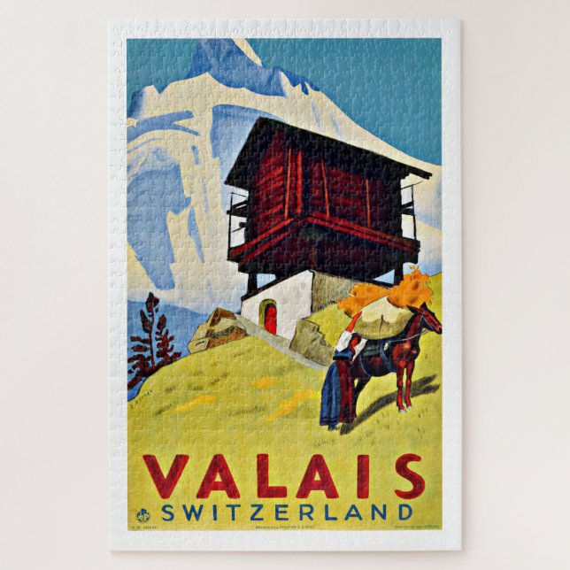 Puzzle Poster Vintage voyage Valais Suisse (Vertical)