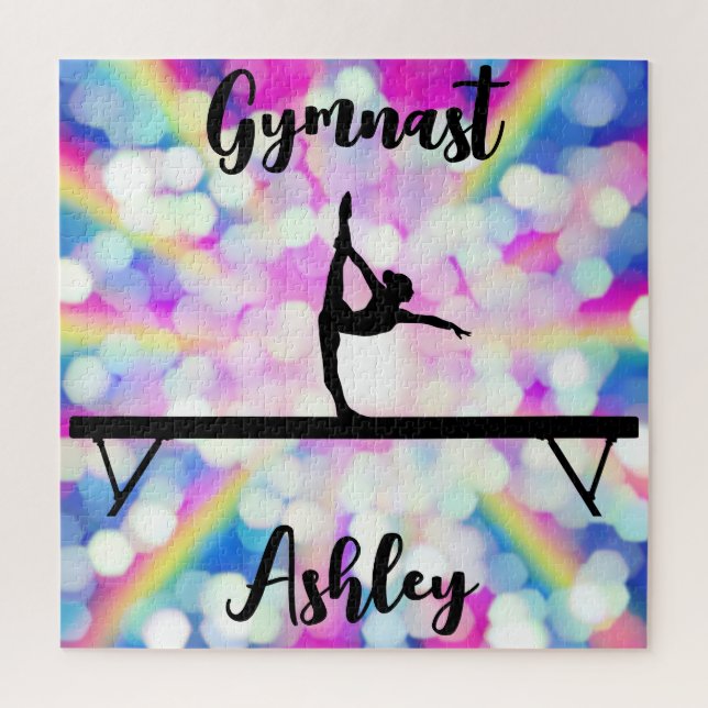 Puzzle Poudre de gymnastique Rainbow Bokeh personnalisée (Vertical)