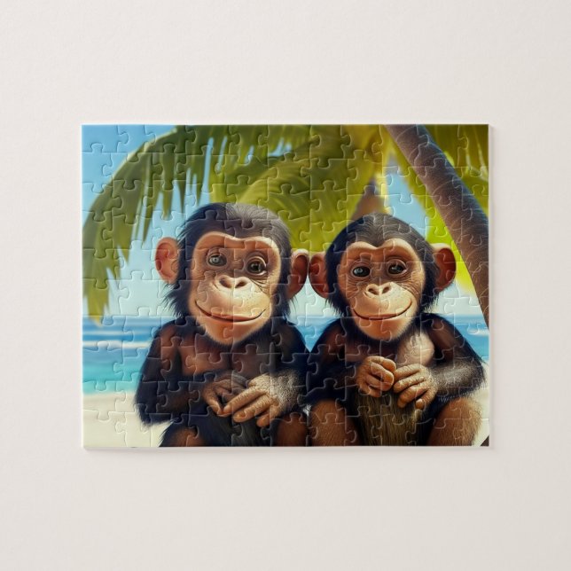 Puzzle pour enfants Chimpanzés - Tropical (Horizontal)