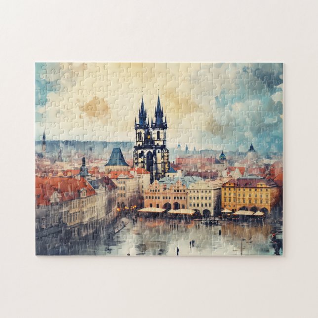 Puzzle Prague nuit en République Tchèque (Horizontal)