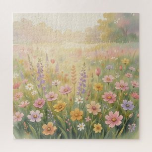 Puzzle Prairie de fleurs sauvages aquarelle pastel floral