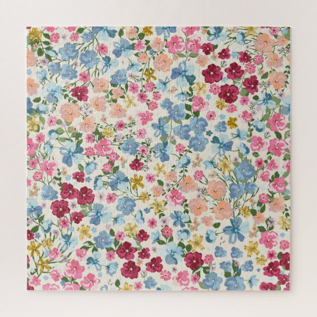 Puzzle pré du milieu de l'été, motif plante en fleurs. (Vertical)