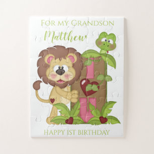 Puzzle Premier Anniversaire de Petit-Fils Lion Mignon