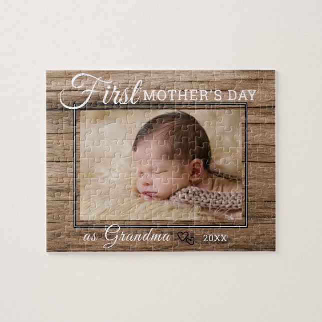 Puzzle Première fête des mères Grand-mère Photo Rustic Wo (Horizontal)