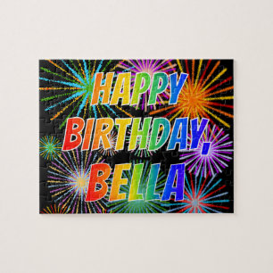 Puzzle Prénom "BELLA", Fun "HEUREUX ANNIVERSAIRE"