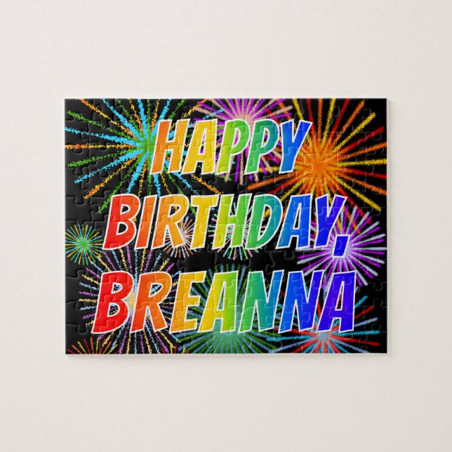 Puzzle Prénom "BREANNA", Amusant "HEUREUX ANNIVERSAIRE" (Horizontal)