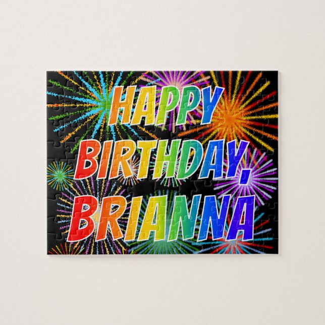 Puzzle Prénom "BRIANNA", Amusant "HEUREUX ANNIVERSAIRE" (Horizontal)