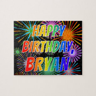 Puzzle Prénom "BRYAN", Amusant "HEUREUX ANNIVERSAIRE"