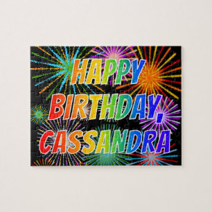 Puzzle Prénom "CASSANDRA", Amusant "HEUREUX ANNIVERSAIRE"