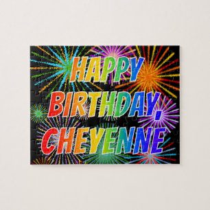 Puzzle Prénom "CHEYENNE", Amusant "HEUREUX ANNIVERSAIRE"