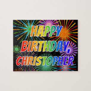 Puzzle Prénom "CHRISTOPHER", amusant "HEUREUX ANNIVERSAI