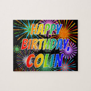 Puzzle Prénom "COLIN", Amusant "HEUREUX ANNIVERSAIRE"