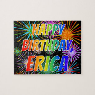 Puzzle Prénom "ERICA", Amusant "HEUREUX ANNIVERSAIRE"