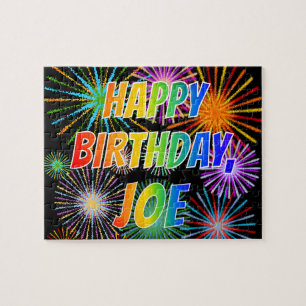 Puzzle Prénom "JOE", Amusant "HEUREUX ANNIVERSAIRE"