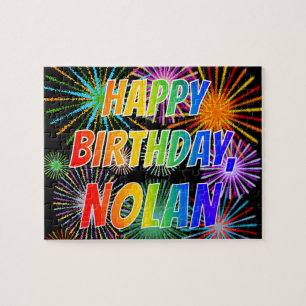 Puzzle Prénom "NOLAN", Amusant "HEUREUX ANNIVERSAIRE"