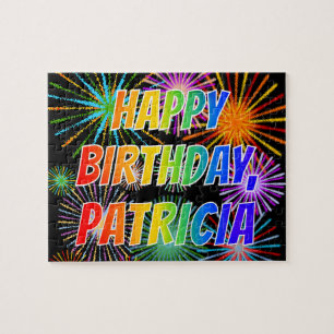 Puzzle Prénom "PATRICIA", Amusant "HEUREUX ANNIVERSAIRE"