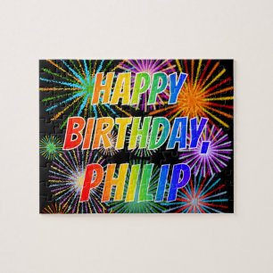 Puzzle Prénom "PHILIP", Amusant "HEUREUX ANNIVERSAIRE"