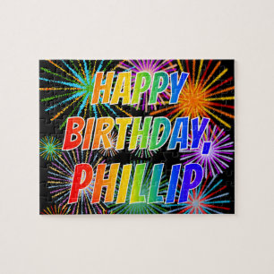 Puzzle Prénom "PHILLIP", Amusant "HEUREUX ANNIVERSAIRE"