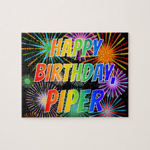 Puzzle Prénom "PIPER", Amusement "JOYEUX ANNIVERSAIRE"