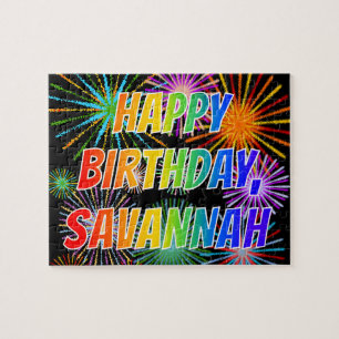 Puzzle Prénom "SAVANNAH", Amusant "HEUREUX ANNIVERSAIRE"